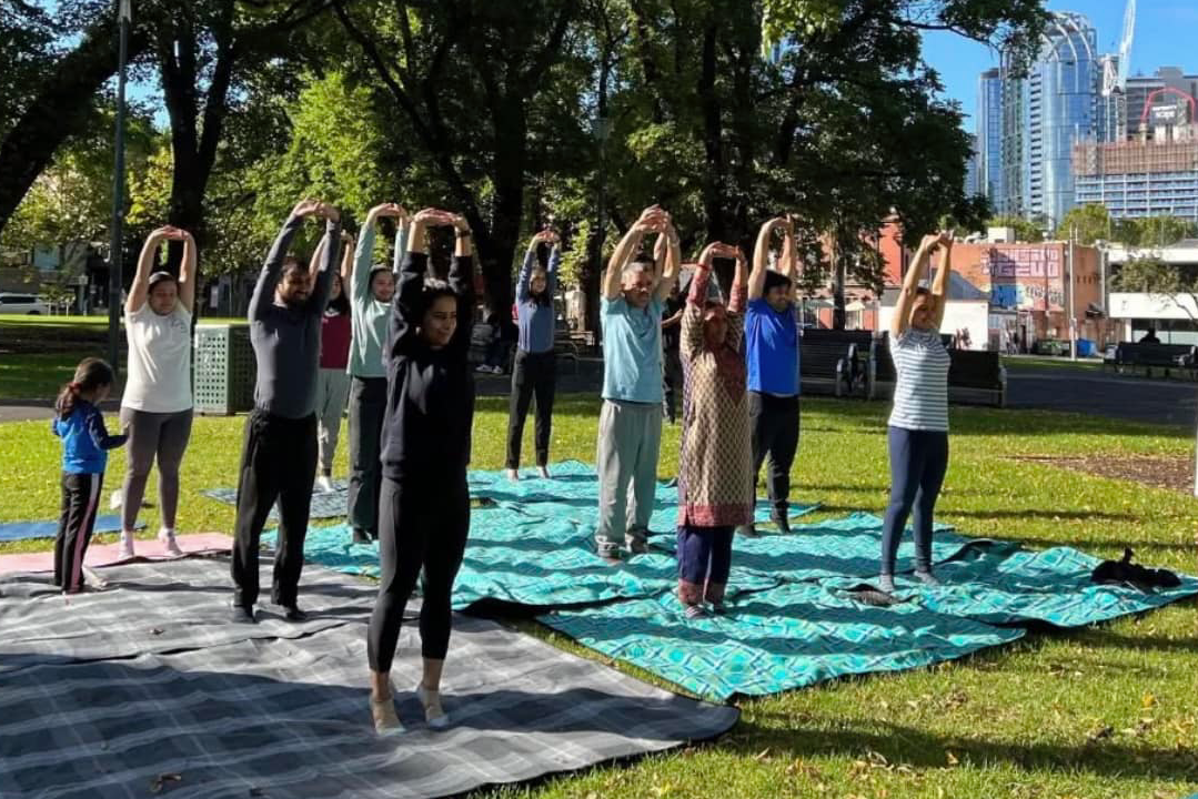 Group yoga session